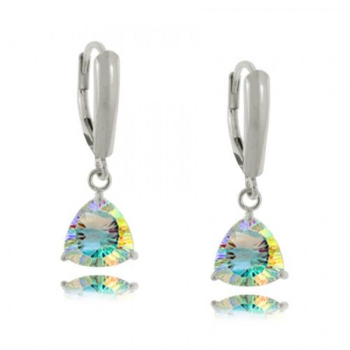 Sea Mist Topaz Earring Dangles Sterling Silver Trillion