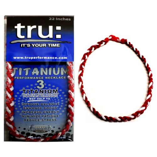 Titanium Necklaces - Red /White Case Pack 12