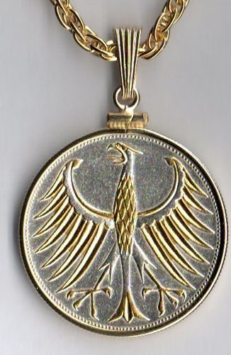 Gorgeous 2-Toned  Gold & Silver German Eagle,  Coin Necklaces