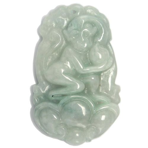 Natural Jade Zodiac Monkey Pendant