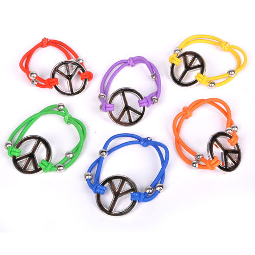 7"" Elastic Mood Peace Sign Bracelet Case Pack 12
