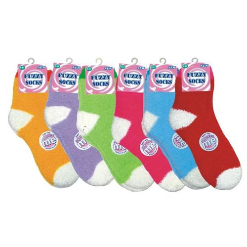 Ladies Fuzzy Socks Plain Asst Case Pack 72