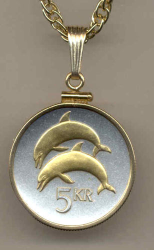 Gorgeous 2-Toned Gold on Silver Iceland Dolphin, Coin Necklaces