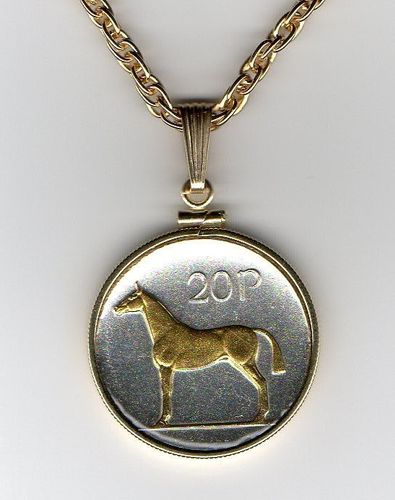 Gorgeous 2-Toned Gold on Silver Irish Horse,  Coin Necklaces
