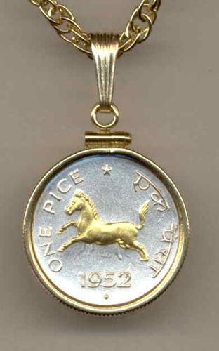Gorgeous 2-Toned Gold on Silver India  Horse,  Coin Necklaces
