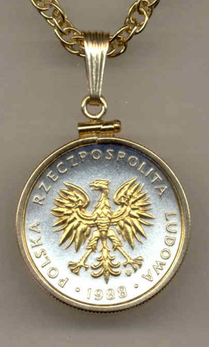 Gorgeous 2-Toned Gold on Silver Polish Eagle,  Coin Necklaces