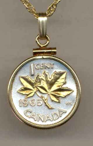 Gorgeous 2-Toned Gold on Silver Canadian  Maple leaf,  Coin Necklaces