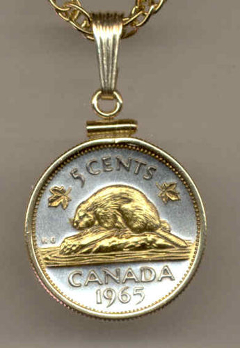 Gorgeous 2-Toned Gold on Silver Canadian  Beaver,  Coin Necklaces