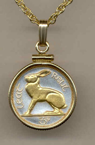 Gorgeous 2-Toned Gold on Silver Irish  Rabbit,  Coin Necklaces