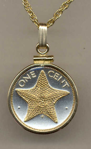 Gorgeous 2-Toned Gold on Silver Bahamas  Starfish ,  Coin Necklaces