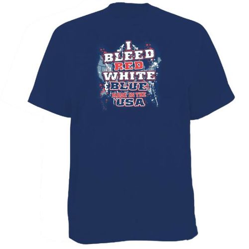 Navy Blue ""I Bleed Red White and Blue"" Made in USA Case Pack 24