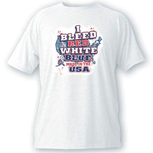 White ""I Bleed Red White and Blue"" Made in USA Case Pack 24