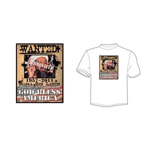 Osama Bin Laden ""Wanted"" T-Shirt - White Case Pack 24