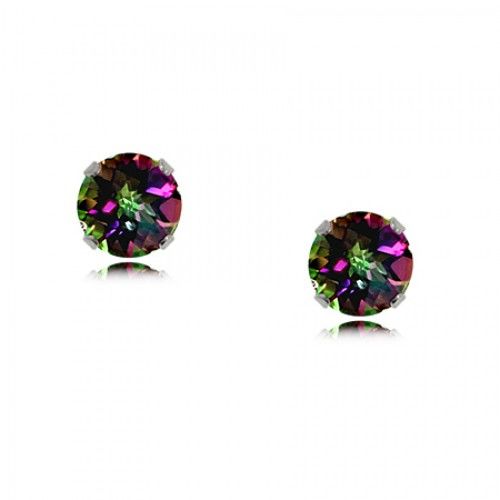 Created Mystic Fire Topaz Stud Earrings Sterling Silver