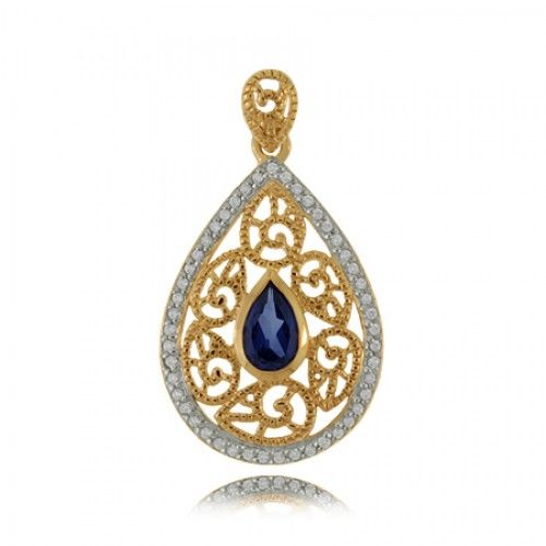 Sapphire Pendant in Sterling Silver W/ 18k Gold Overlay