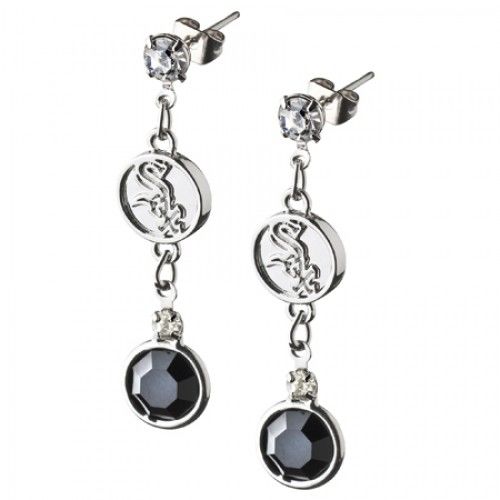 Chicago White Sox Earrings Mlb Logo W/ Team Colors