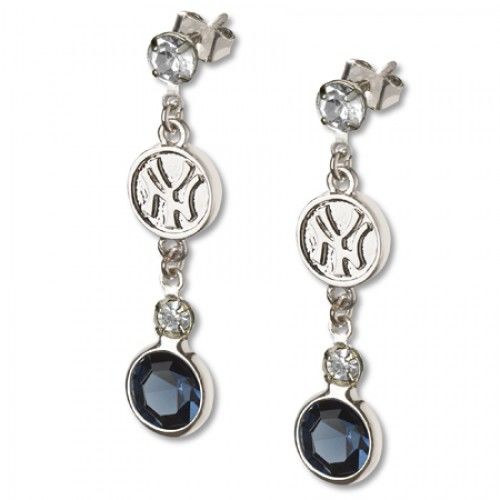 New York Yankees Earrings Mlb Logo W/ Team Colors