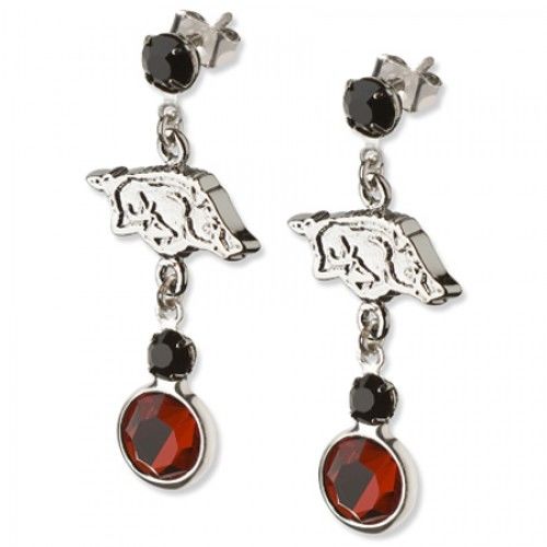 Univ of Arkansas Earrings Ncaa Logo W/ Team Colors
