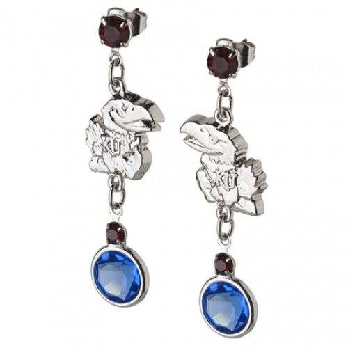 Univ of Kansas Earrings Ncaa Logo W/ Team Colors
