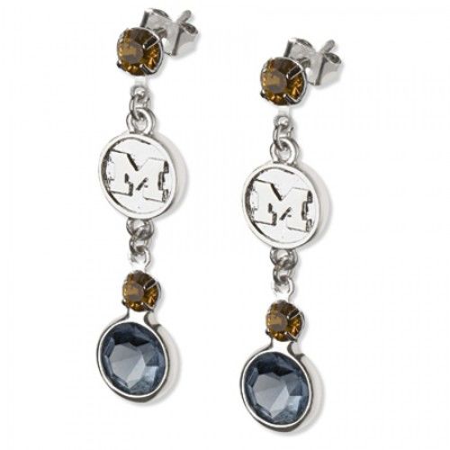 Univ of Michigan Earrings Ncaa Logo W/ Team Colors