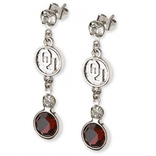 University of Oklahoma Earrings Ncaa Logo W/ Team Colors