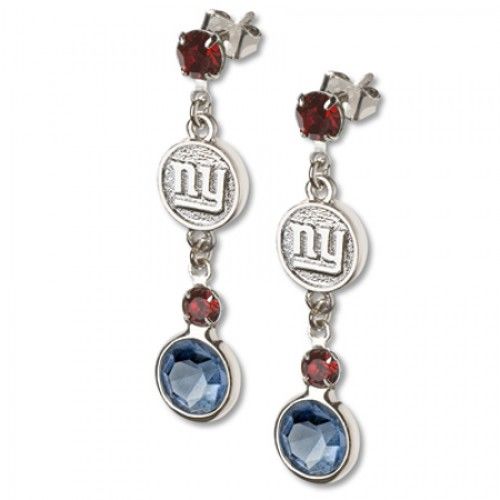 New York Giants Earrings Nfl Logo W/ Team Colors