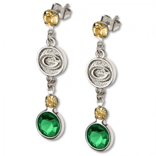Green Bay Packers Earrings Nfl Logo W/ Team Colors