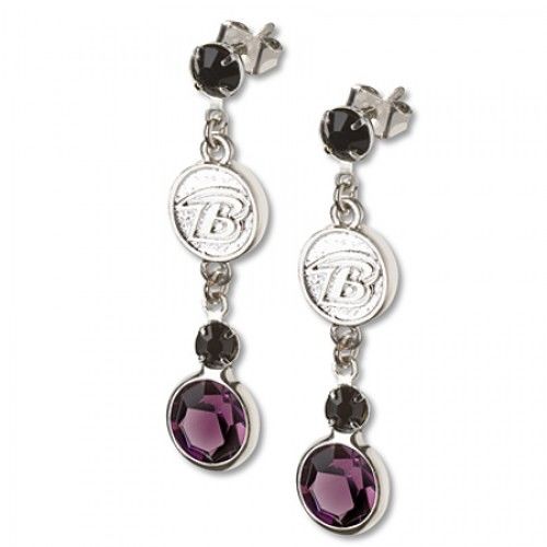 Baltimore Ravens Earrings Nfl Logo W/ Team Colors