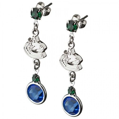 Vancouver Canucks Earrings Nhl Logo W/ Team Colors
