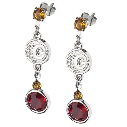 Calgary Flames Earrings Nhl Logo W/ Team Colors
