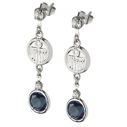 Edmonton Oilers Earrings Nhl Logo W/ Team Colors