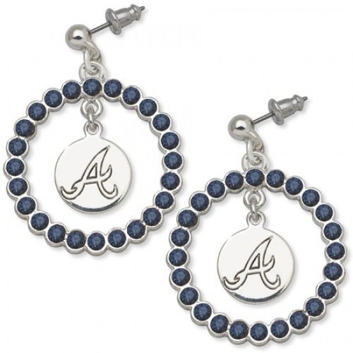 Atlanta Braves Earrings - Blue Crystals & Team Logo