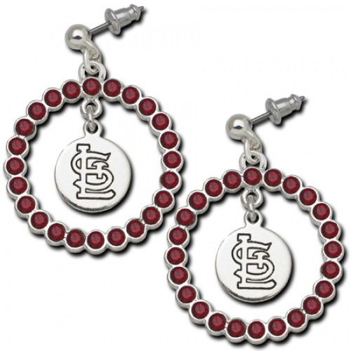 St Louis Cardinals Earrings - Red Crystals & Team Logo