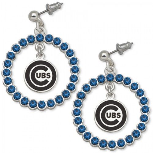 Chicago Cubs Earrings - Blue Crystals & Team Logo