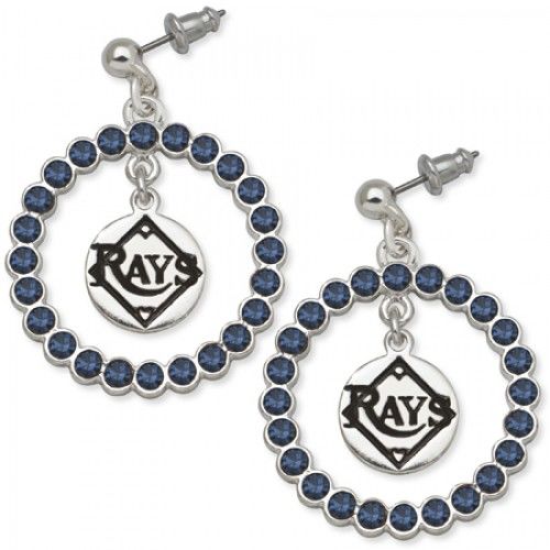 Tampa Bay Rays Earrings - Blue Crystals & Team Logo
