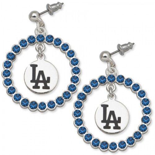 Los Angeles Dodgers Earrings - Blue Crystals & Logo