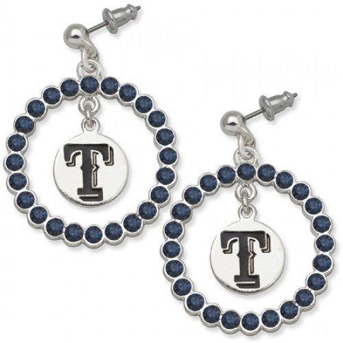 Texas Rangers Earrings - Blue Crystals & Team Logo