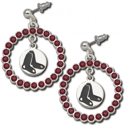 Boston Red Sox Earrings - Red Crystals & Team Logo