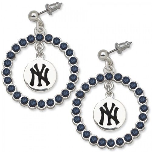 New York Yankees Earrings - Blue Crystals & Team Logo