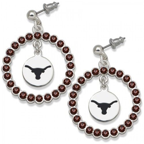 Univ of Texas Earrings - Red Crystals & Team Logo