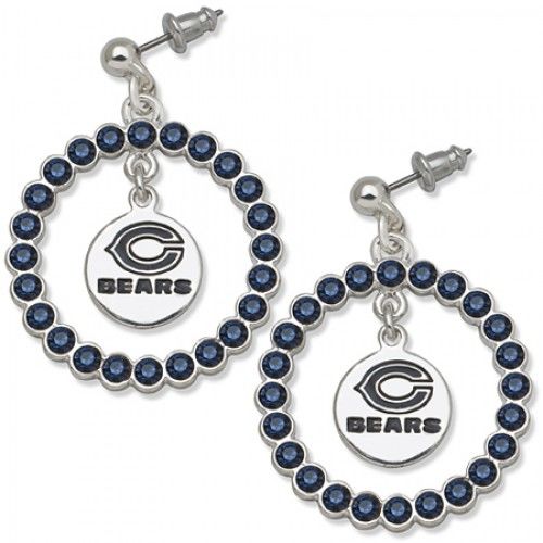 Chicago Bears Earrings - Blue Crystals & Team Logo