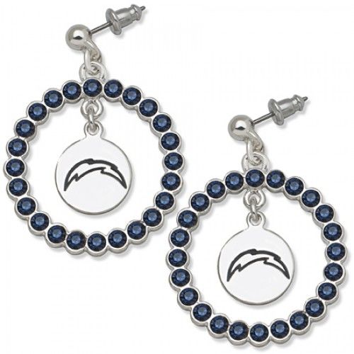 San Diego Chargers Earrings - Blue Crystals & Team Logo