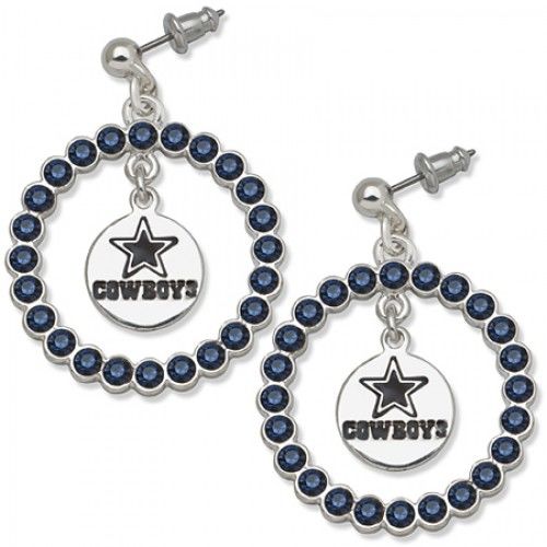 Dallas Cowboys Earrings - Blue Crystals & Team Logo