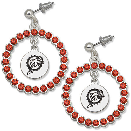Miami Dolphins Earrings - Red Crystals & Team Logo
