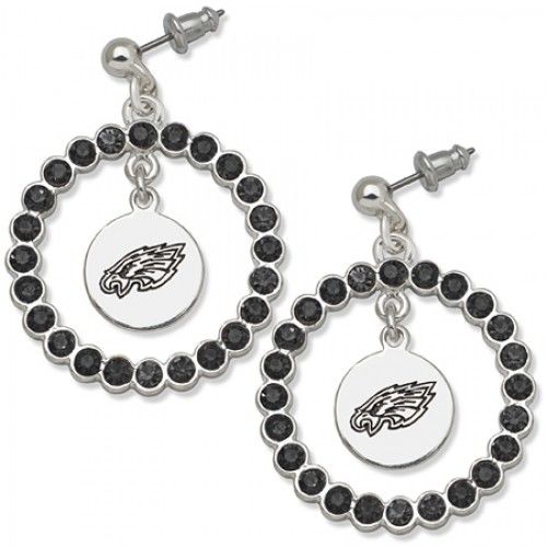 Philadelphia Eagles Earrings - Black Crystals & Logo