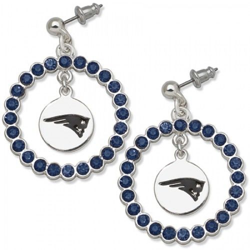 New England Patriots Earrings - Blue Crystals & Logo