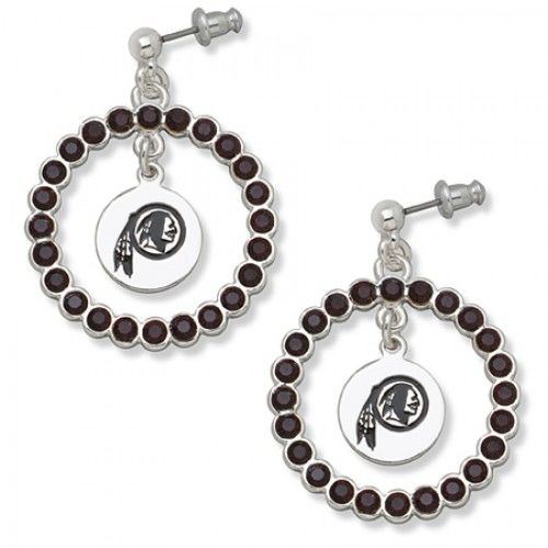 Washington Redskins Earrings - Black Crystals & Logo