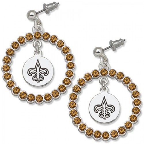 New Orleans Saints Earrings - Yellow Crystals & Logo