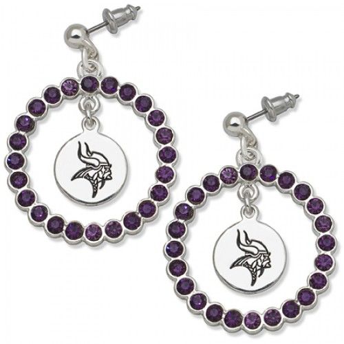Minnesota Vikings Earrings - Purple Crystal & Team Logo