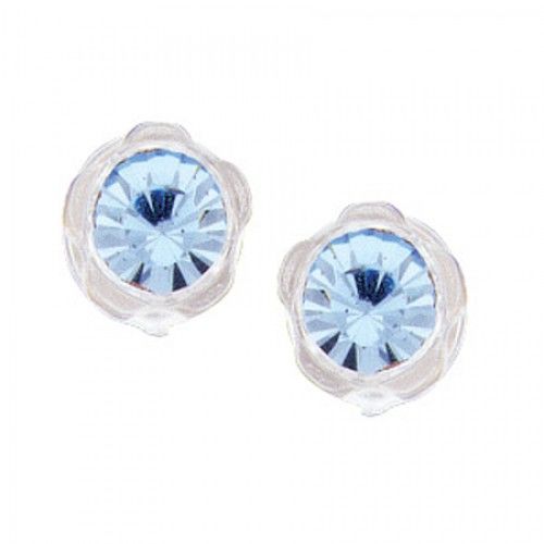 Flower Crystal Stud Earrings For Children & Babies with Blue Quartz Crystal